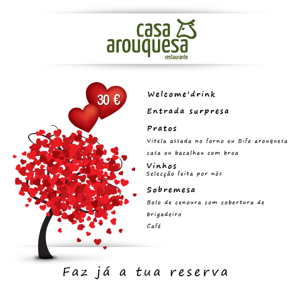 Menu de Jantar Dia dos Namorados - 2014 - Casa Arouquesa