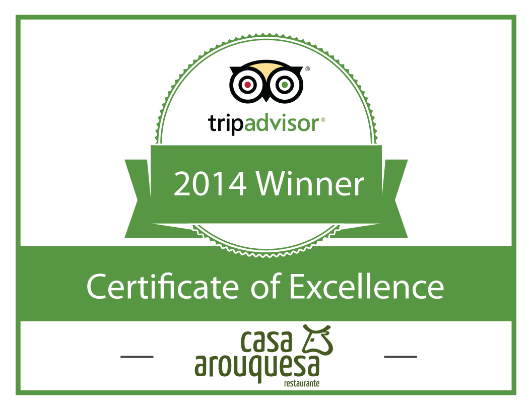 Certificado de Excelência 2014 do Tripadvisor -Casa Arouquesa -  Viseu